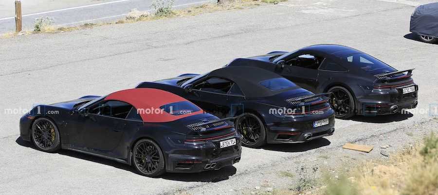 New Porsche 911 Turbo Trio Spied Including Non-S Cabrio
