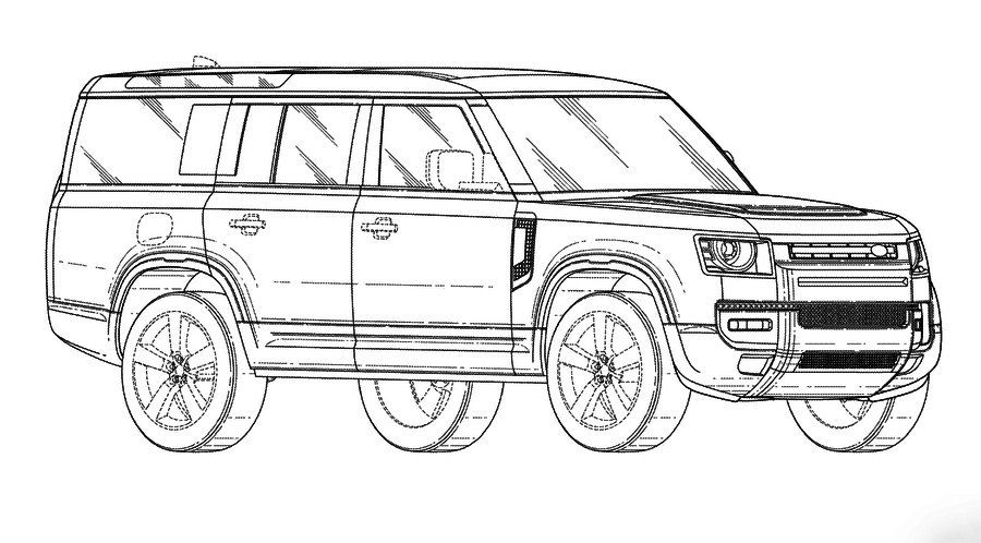 New 2022 Land Rover Defender 130: design revealed in patent
