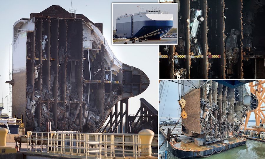 Hyundai Ship Wreck Being Cut Into Pieces Shown In Dramatic Photos