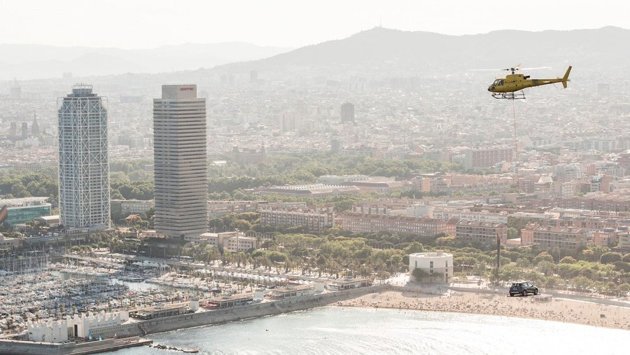 SEAT Arona Takes A Helicopter Ride Over Barcelona Coast